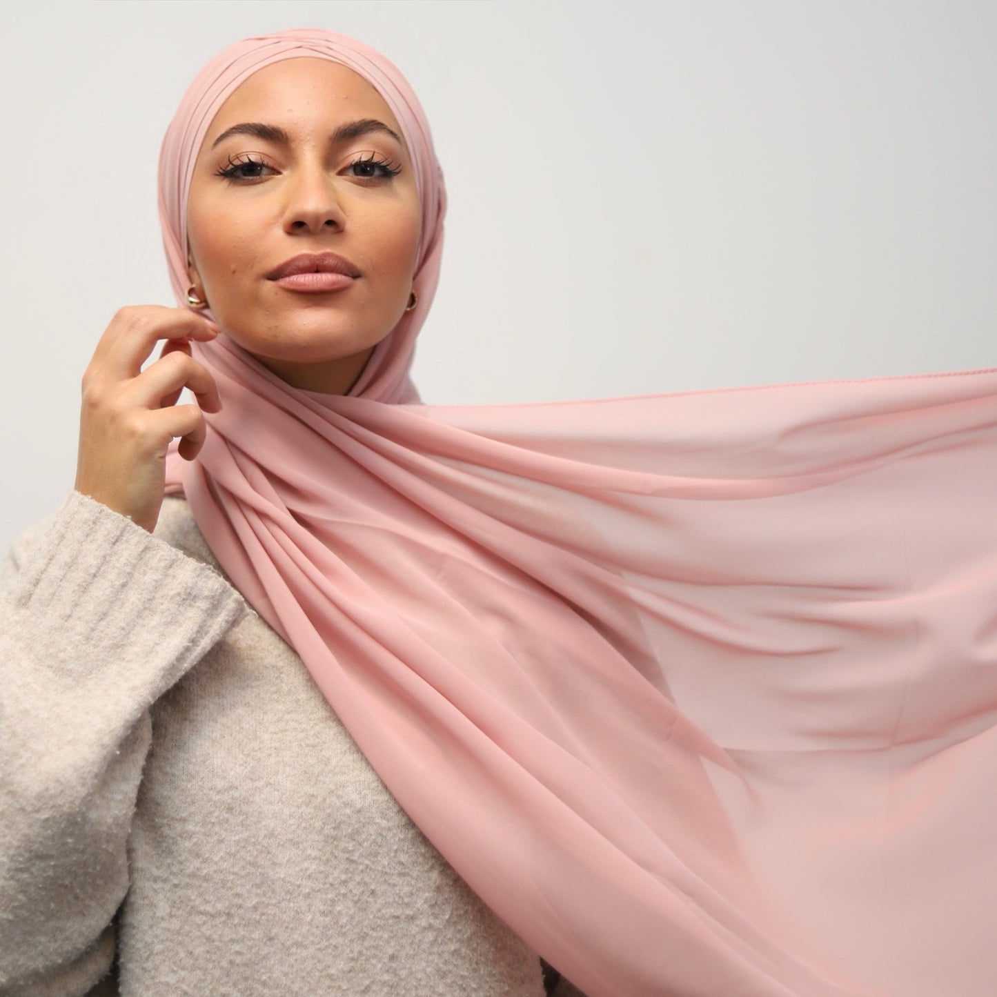 Fertig Hijab aus Chiffon Rosarot