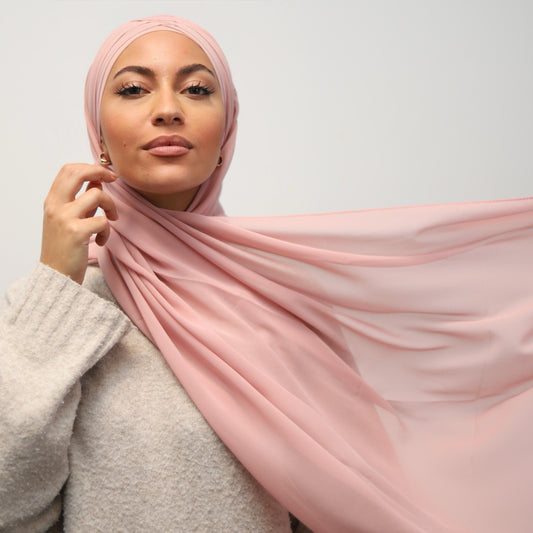 Fertig Hijab aus Chiffon Rosarot