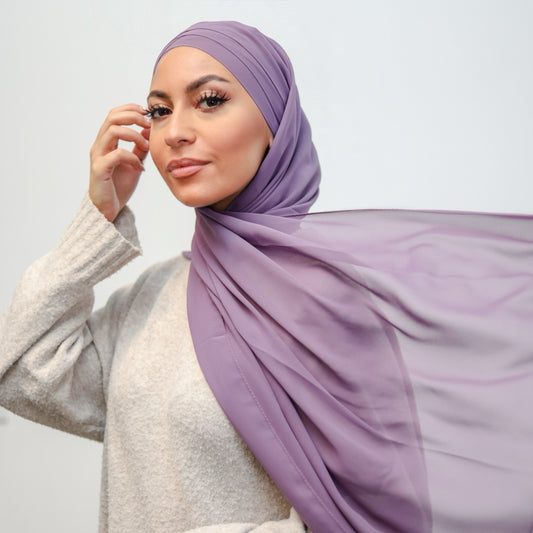 Fertig Hijab aus Chiffon, Violett