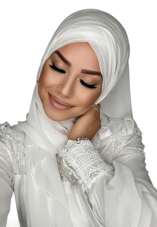 Ferig Hijab Chiffon, weiß