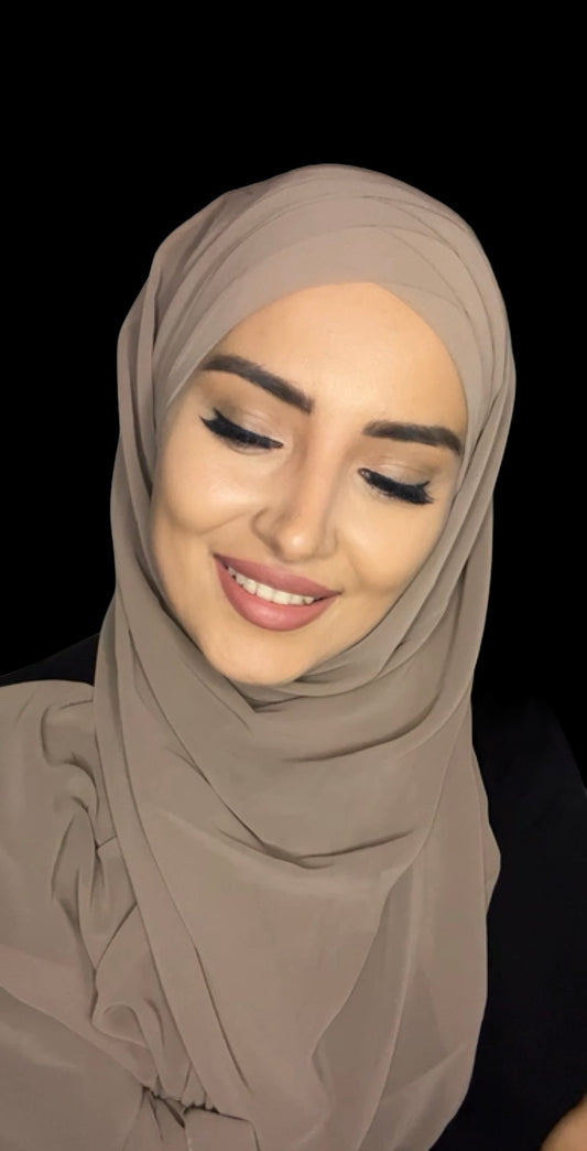 Fertig Hijab aus Chiffon Dunkel Vizon