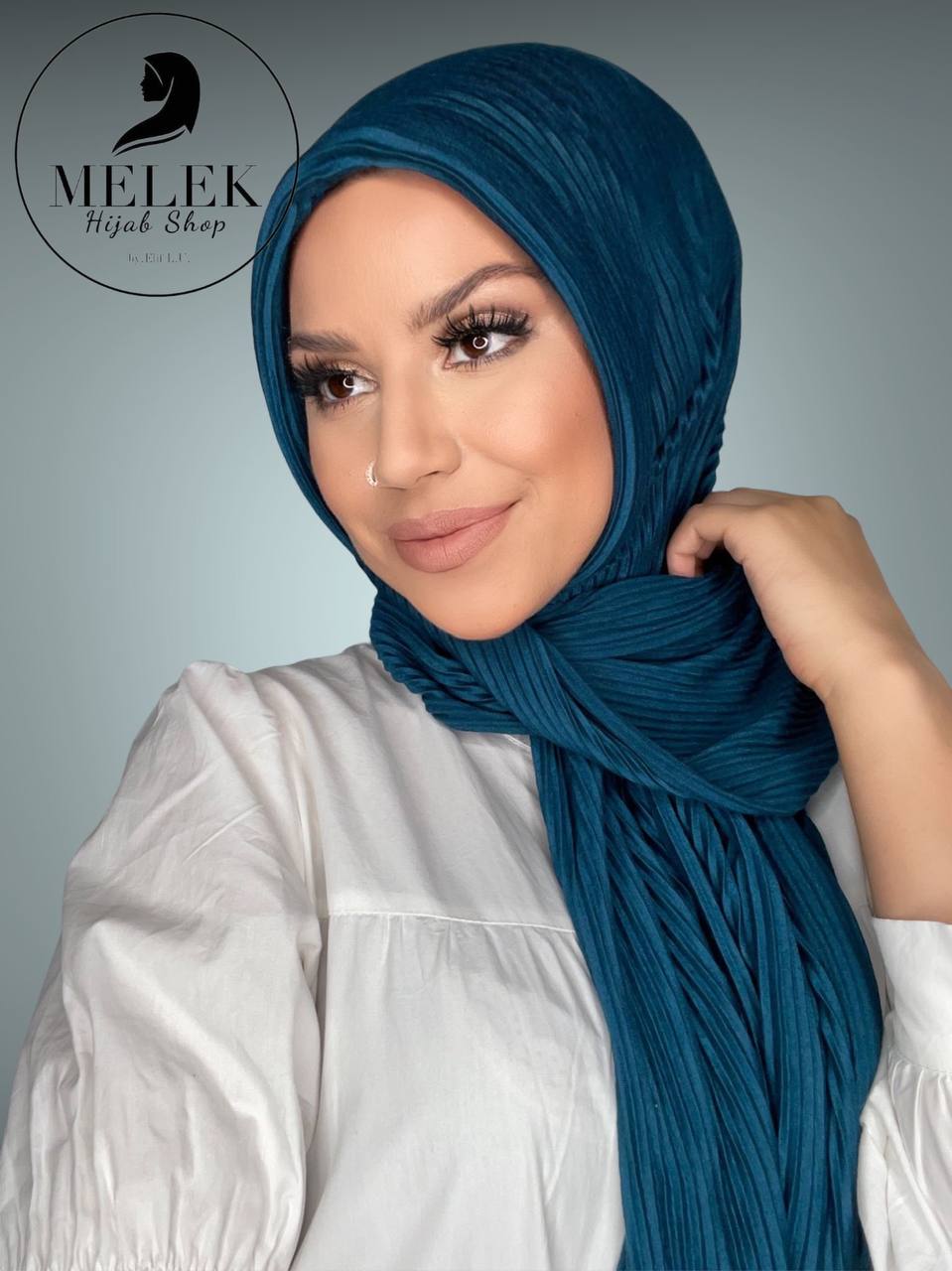 Gerippelter Hijab Baumwolle Navy Blau